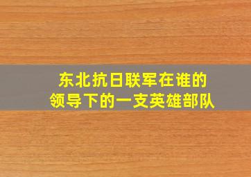 东北抗日联军在谁的领导下的一支英雄部队