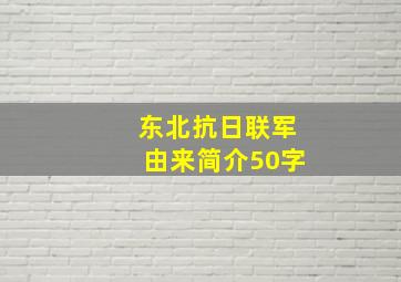 东北抗日联军由来简介50字