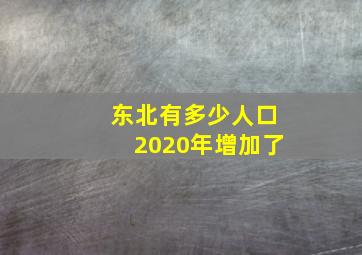 东北有多少人口2020年增加了