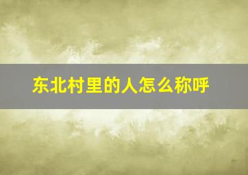 东北村里的人怎么称呼