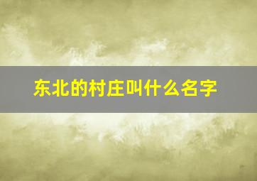 东北的村庄叫什么名字