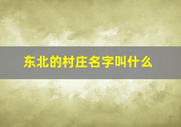 东北的村庄名字叫什么