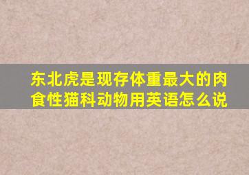 东北虎是现存体重最大的肉食性猫科动物用英语怎么说