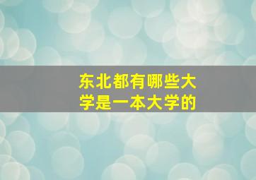 东北都有哪些大学是一本大学的