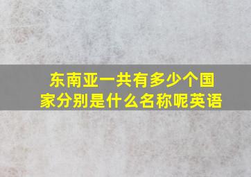 东南亚一共有多少个国家分别是什么名称呢英语