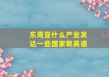 东南亚什么产业发达一些国家呢英语