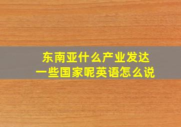 东南亚什么产业发达一些国家呢英语怎么说