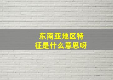 东南亚地区特征是什么意思呀