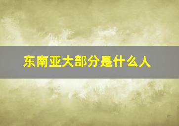 东南亚大部分是什么人