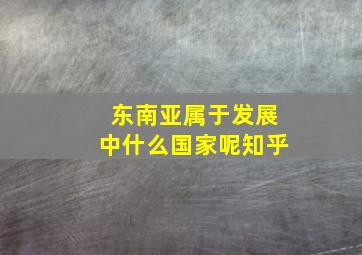 东南亚属于发展中什么国家呢知乎