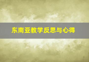 东南亚教学反思与心得