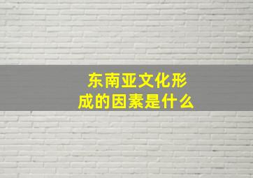 东南亚文化形成的因素是什么