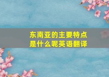 东南亚的主要特点是什么呢英语翻译