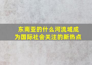 东南亚的什么河流域成为国际社会关注的新热点