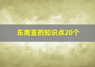 东南亚的知识点20个