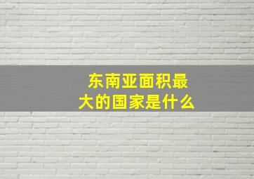 东南亚面积最大的国家是什么