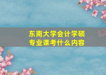 东南大学会计学硕专业课考什么内容