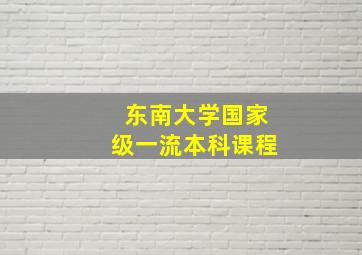 东南大学国家级一流本科课程