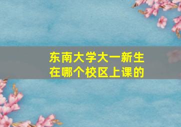 东南大学大一新生在哪个校区上课的