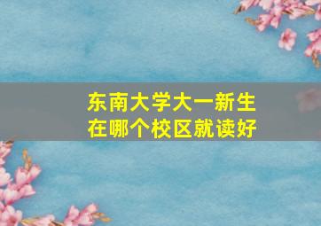 东南大学大一新生在哪个校区就读好