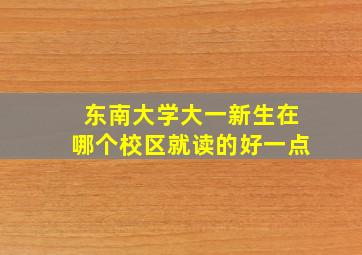 东南大学大一新生在哪个校区就读的好一点