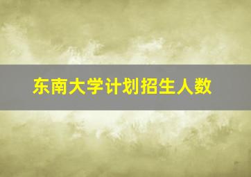 东南大学计划招生人数