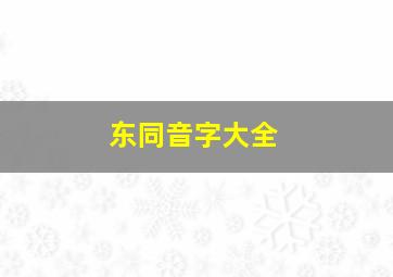 东同音字大全