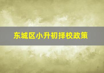 东城区小升初择校政策