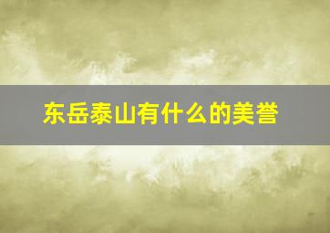 东岳泰山有什么的美誉