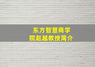 东方智慧商学院赵越教授简介