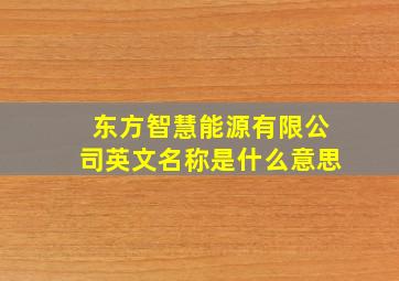 东方智慧能源有限公司英文名称是什么意思