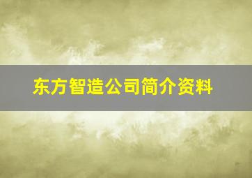 东方智造公司简介资料