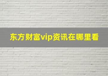 东方财富vip资讯在哪里看