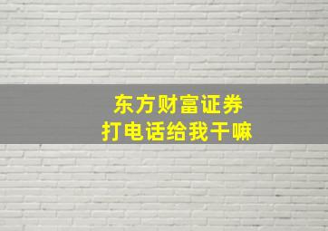 东方财富证券打电话给我干嘛