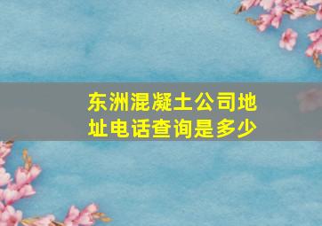 东洲混凝土公司地址电话查询是多少