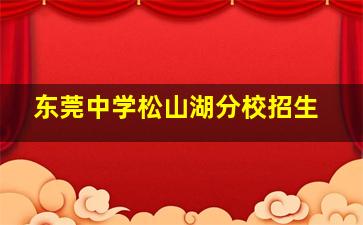 东莞中学松山湖分校招生