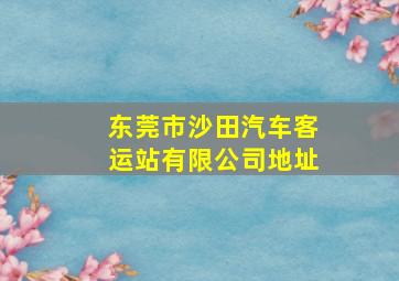 东莞市沙田汽车客运站有限公司地址