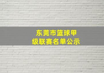 东莞市篮球甲级联赛名单公示