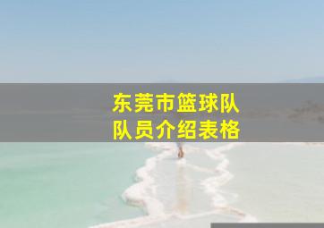 东莞市篮球队队员介绍表格