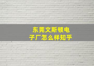 东莞文斯顿电子厂怎么样知乎