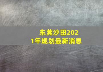 东莞沙田2021年规划最新消息