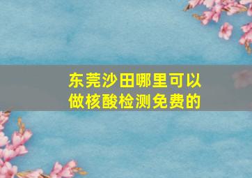 东莞沙田哪里可以做核酸检测免费的