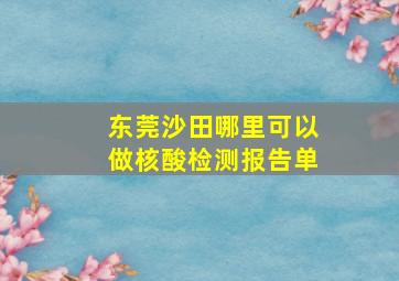 东莞沙田哪里可以做核酸检测报告单