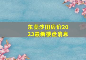 东莞沙田房价2023最新楼盘消息