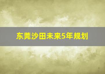 东莞沙田未来5年规划