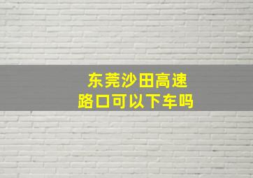 东莞沙田高速路口可以下车吗