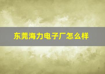 东莞海力电子厂怎么样