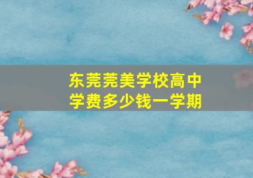 东莞莞美学校高中学费多少钱一学期