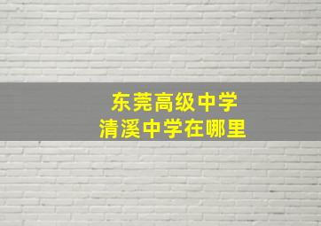 东莞高级中学清溪中学在哪里