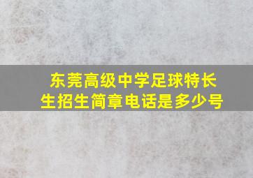 东莞高级中学足球特长生招生简章电话是多少号